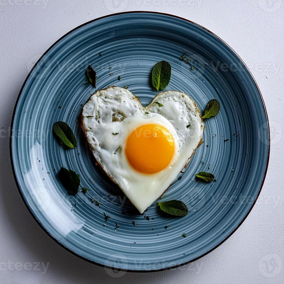 Creative food concept. Top view image of single and only perfect sunny side up egg. photo