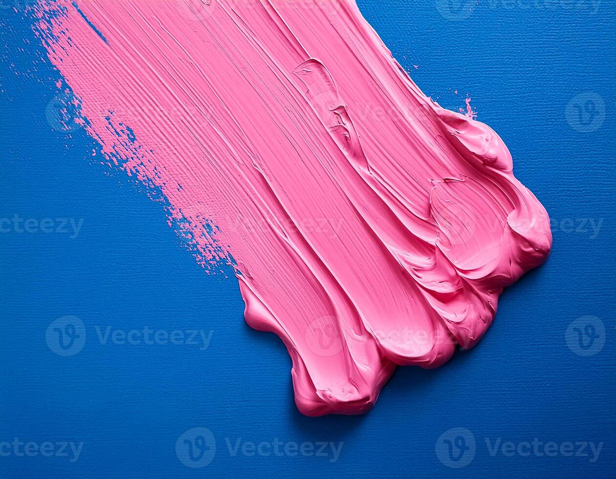 Abstract pink oil paint texture on blue canvas or wall. Minimalistic background with copy space. photo