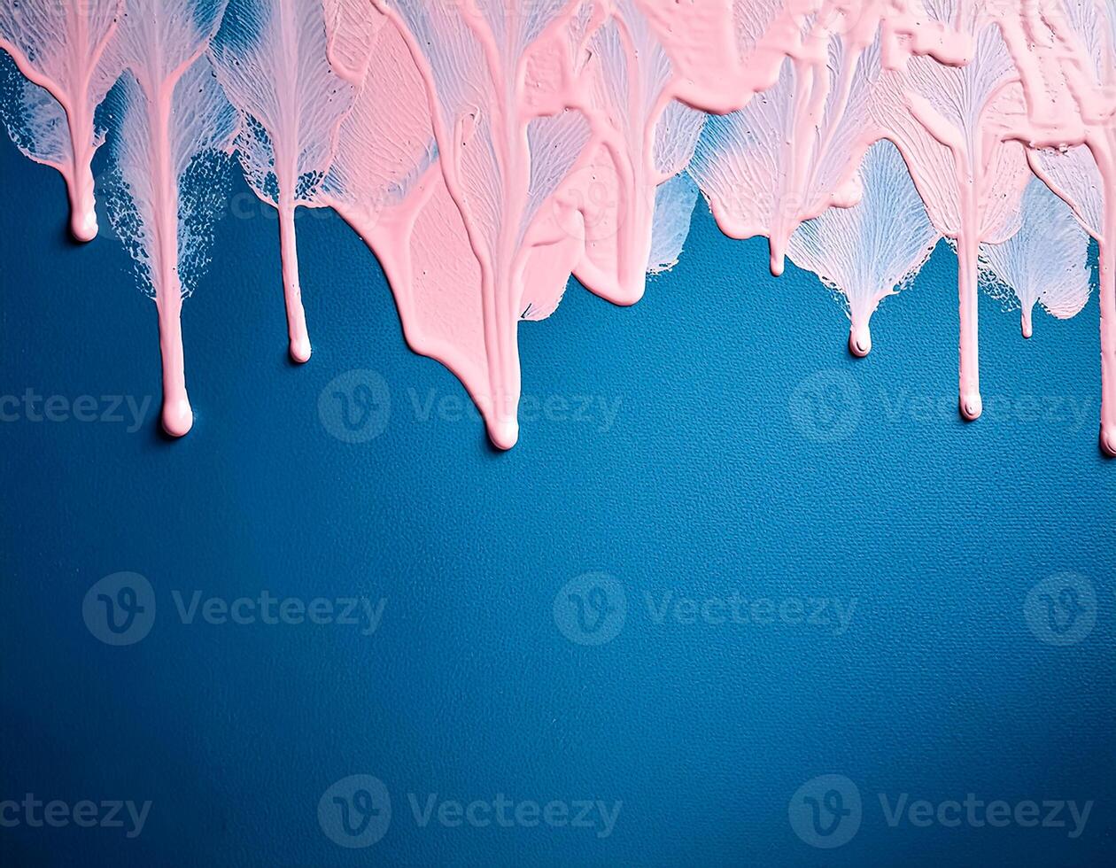 Abstract pink oil paint texture on blue canvas or wall. Minimalistic background with copy space. photo