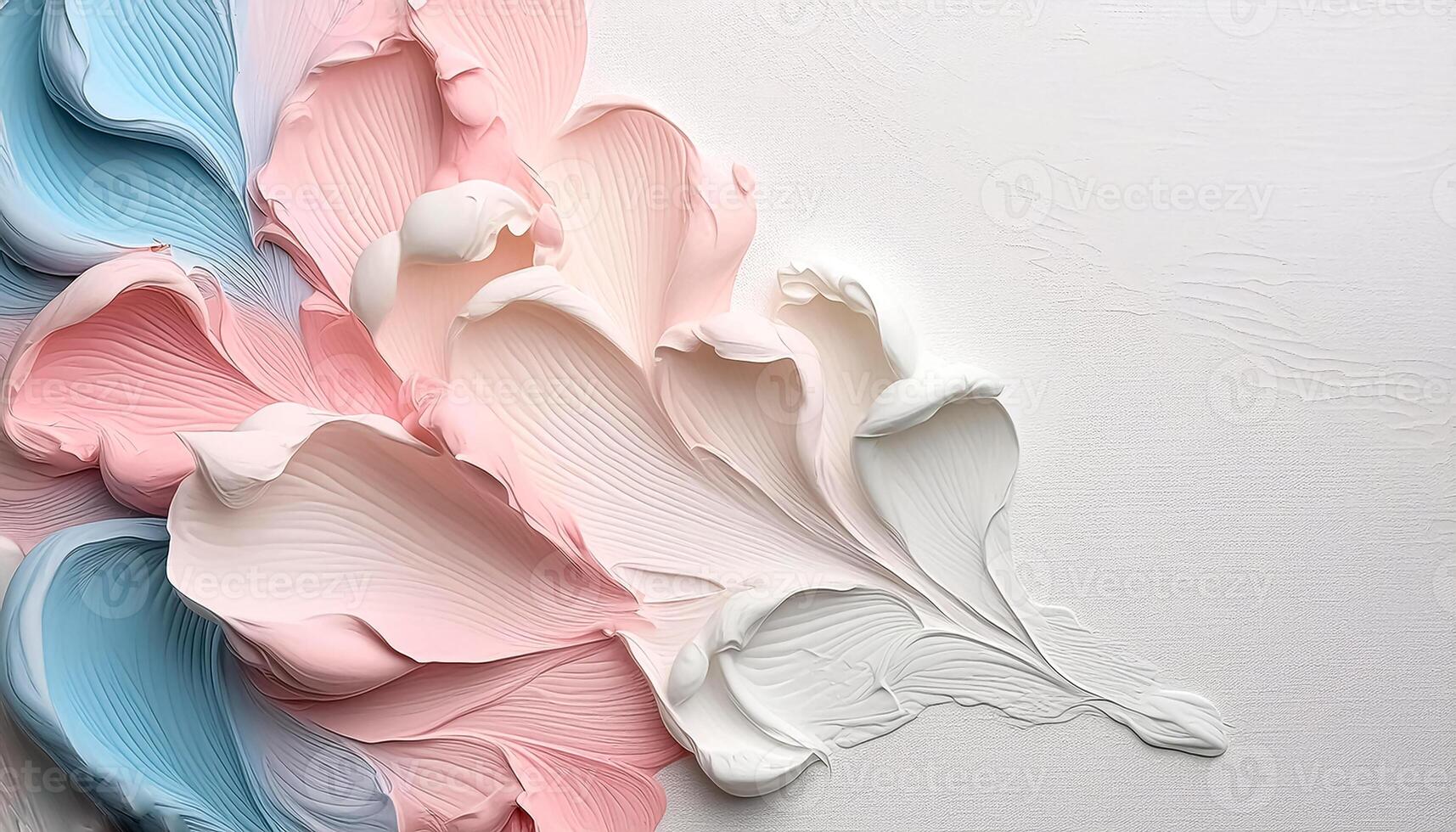 Abstract pastel oil paint texture on white canvas or wall. Minimalistic background with copy space. photo