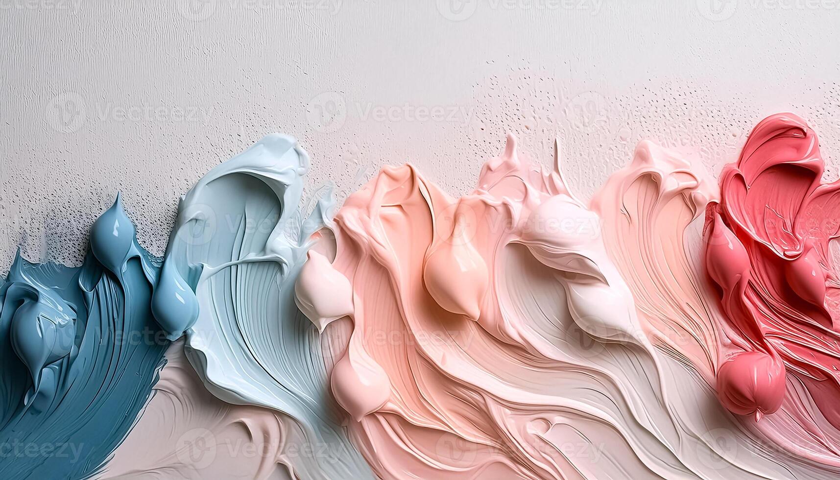 Abstract pastel oil paint texture on white canvas or wall. Minimalistic background with copy space. photo