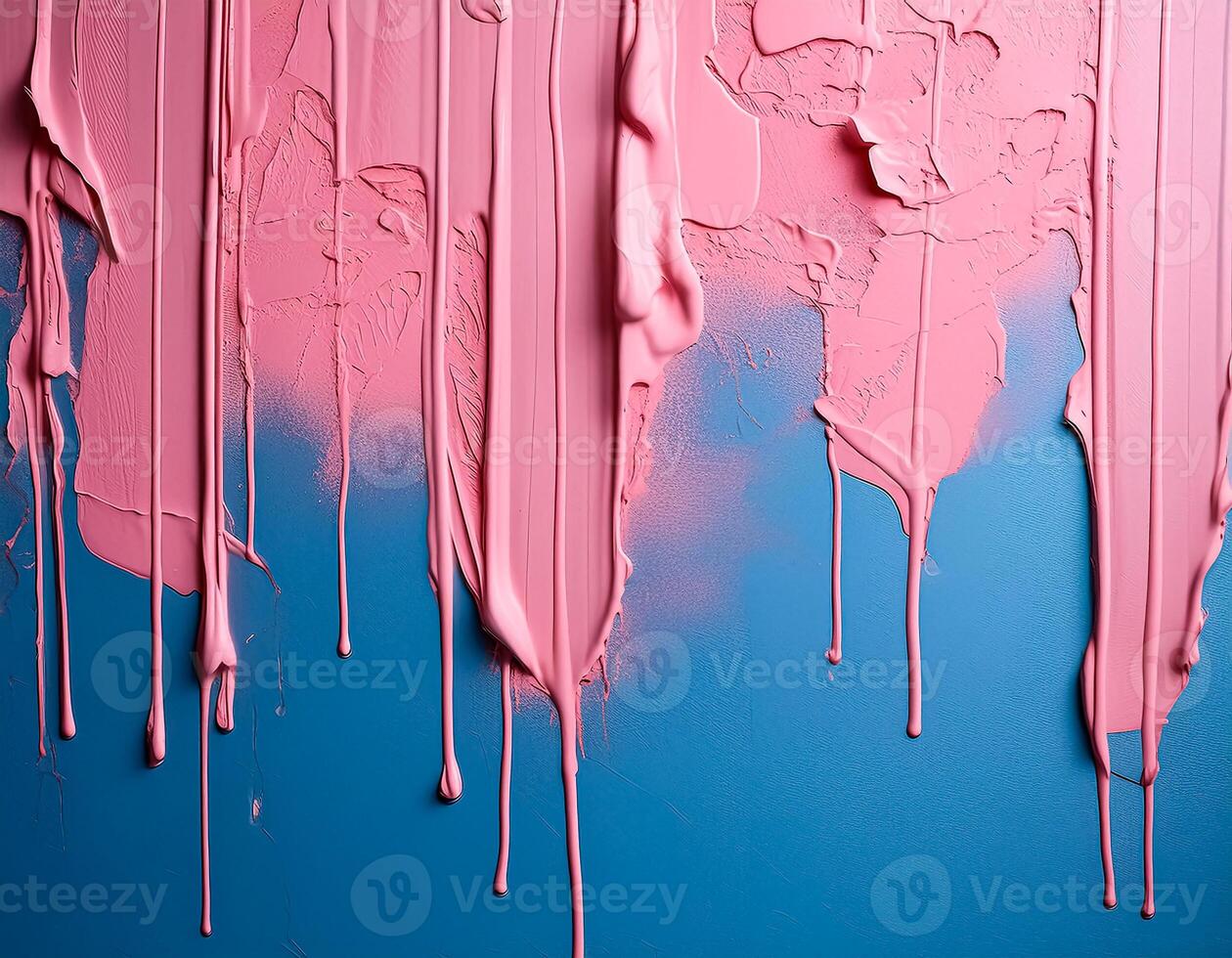 Abstract pink oil paint texture on blue canvas or wall. Minimalistic background with copy space. photo