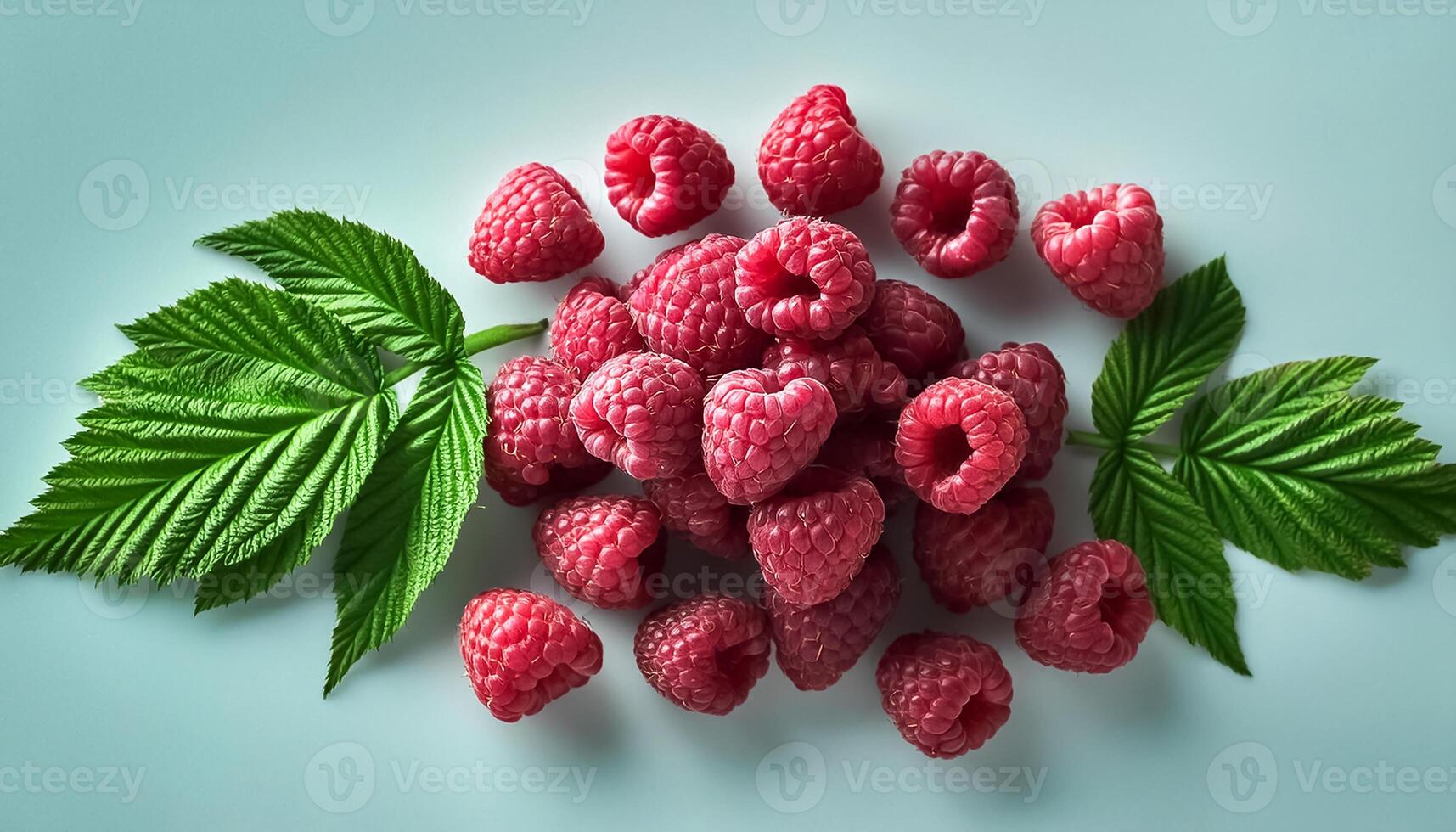 Creative food concept. Fresh a pile of Berry raspberry. top of view photo
