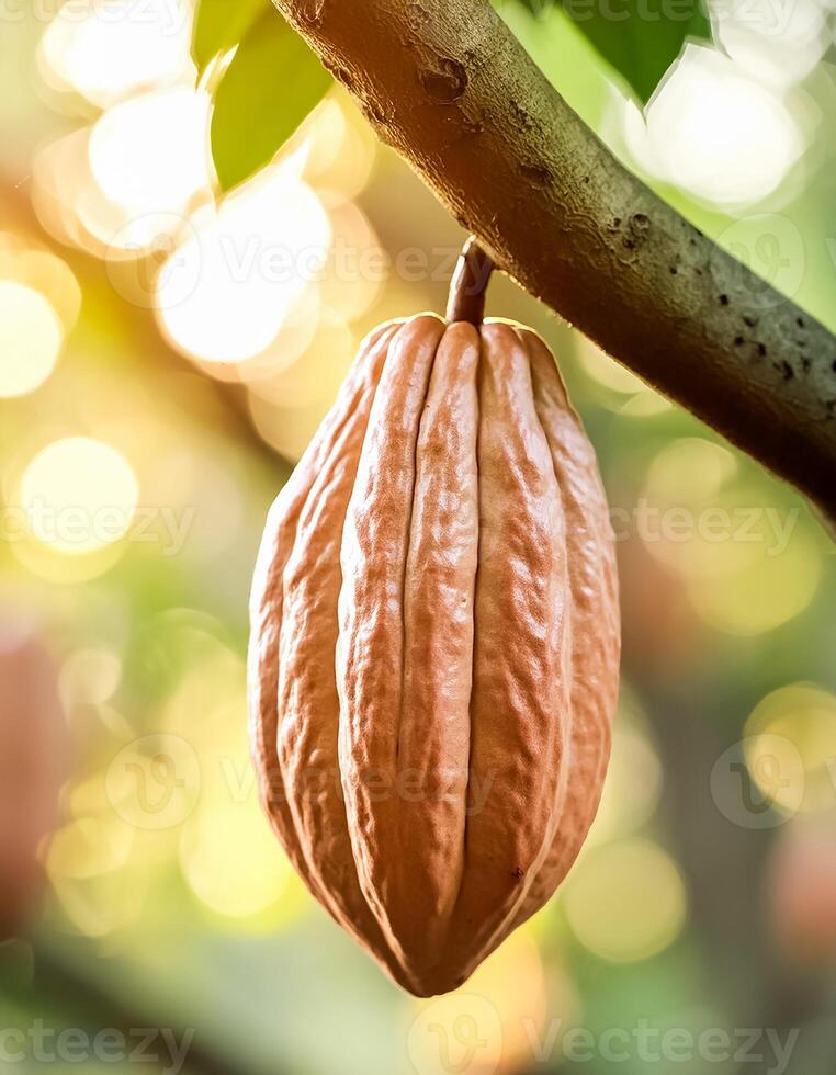ripe cocoa fruit tree on the tree photo