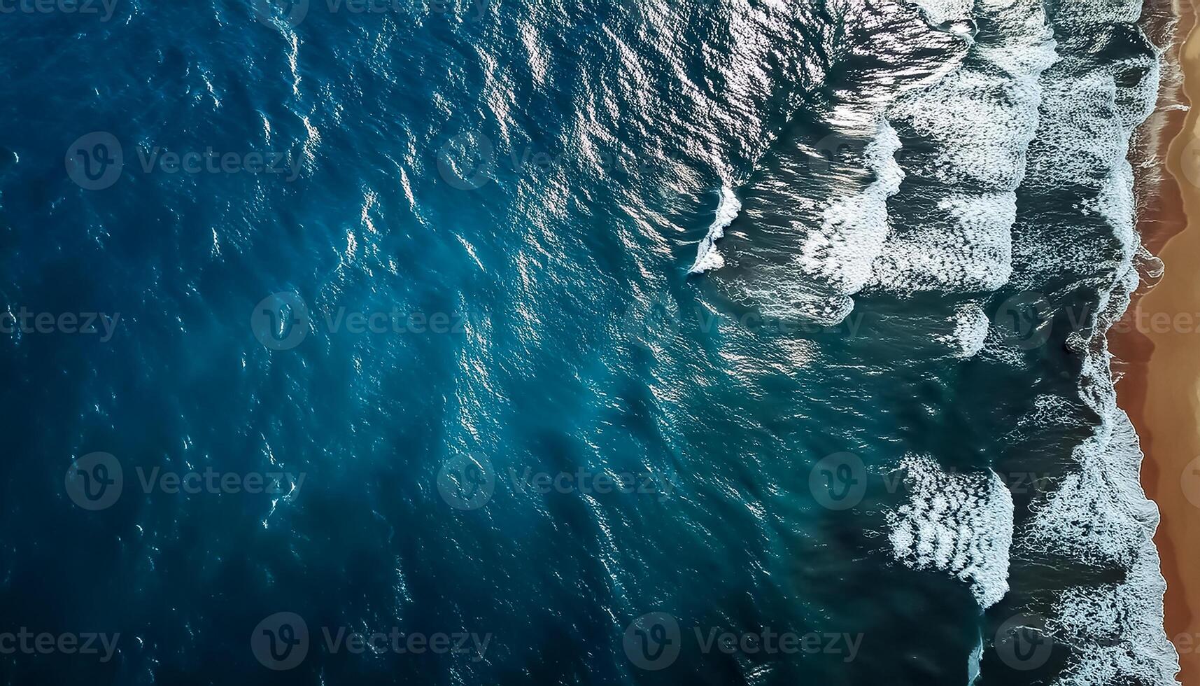 empty abstract sand beach with palm leaf shadow and transparent water wave from above, blank background banner for travel, vacation and wellbeing with copy space. top of views, aerial views. photo