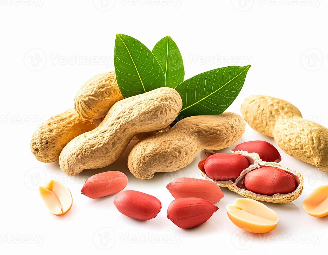 Peanut nuts isolated, peanut seeds isolate, white background, peanut nut isolated on white photo