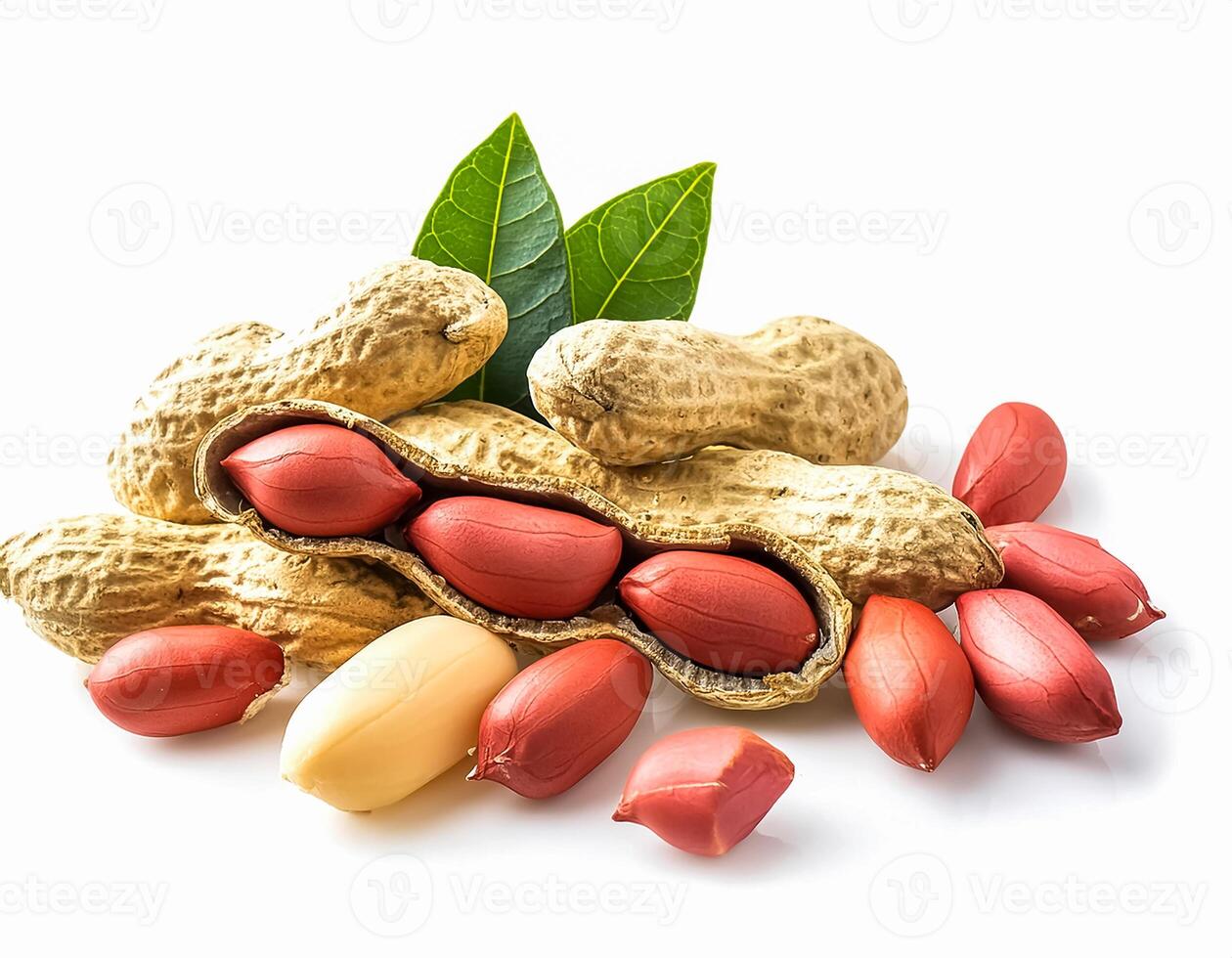 Peanut nuts isolated, peanut seeds isolate, white background, peanut nut isolated on white photo