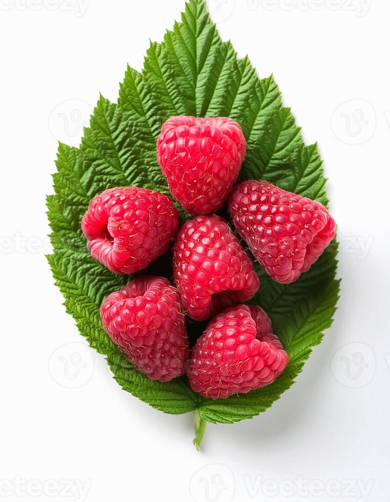 Creative food concept. Fresh a pile of Berry raspberry. top of view photo