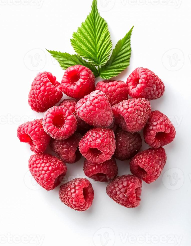 Creative food concept. Fresh a pile of Berry raspberry. top of view photo