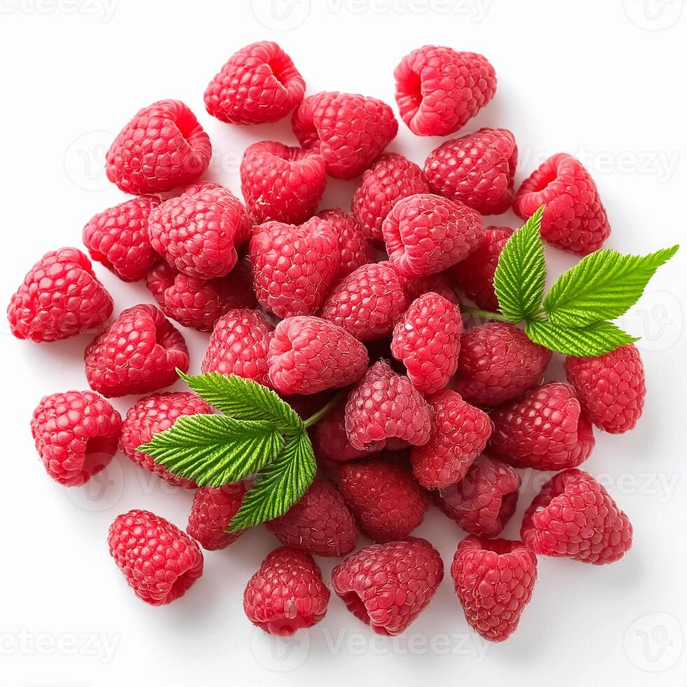 Creative food concept. Fresh a pile of Berry raspberry. top of view photo