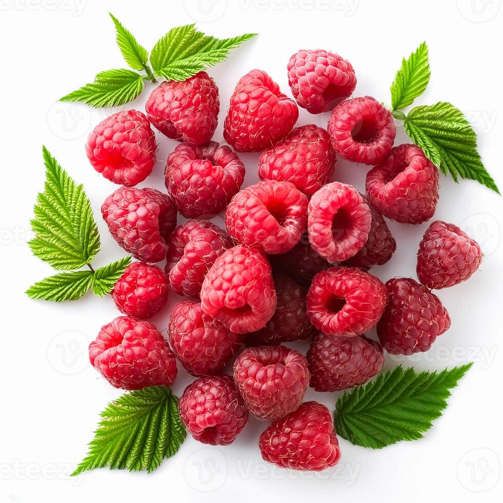 Creative food concept. Fresh a pile of Berry raspberry. top of view photo