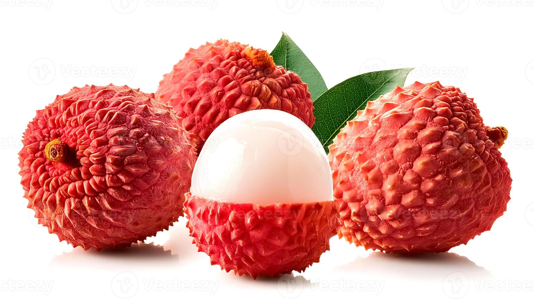 Fresh lychee fruit isolated on white background. photo