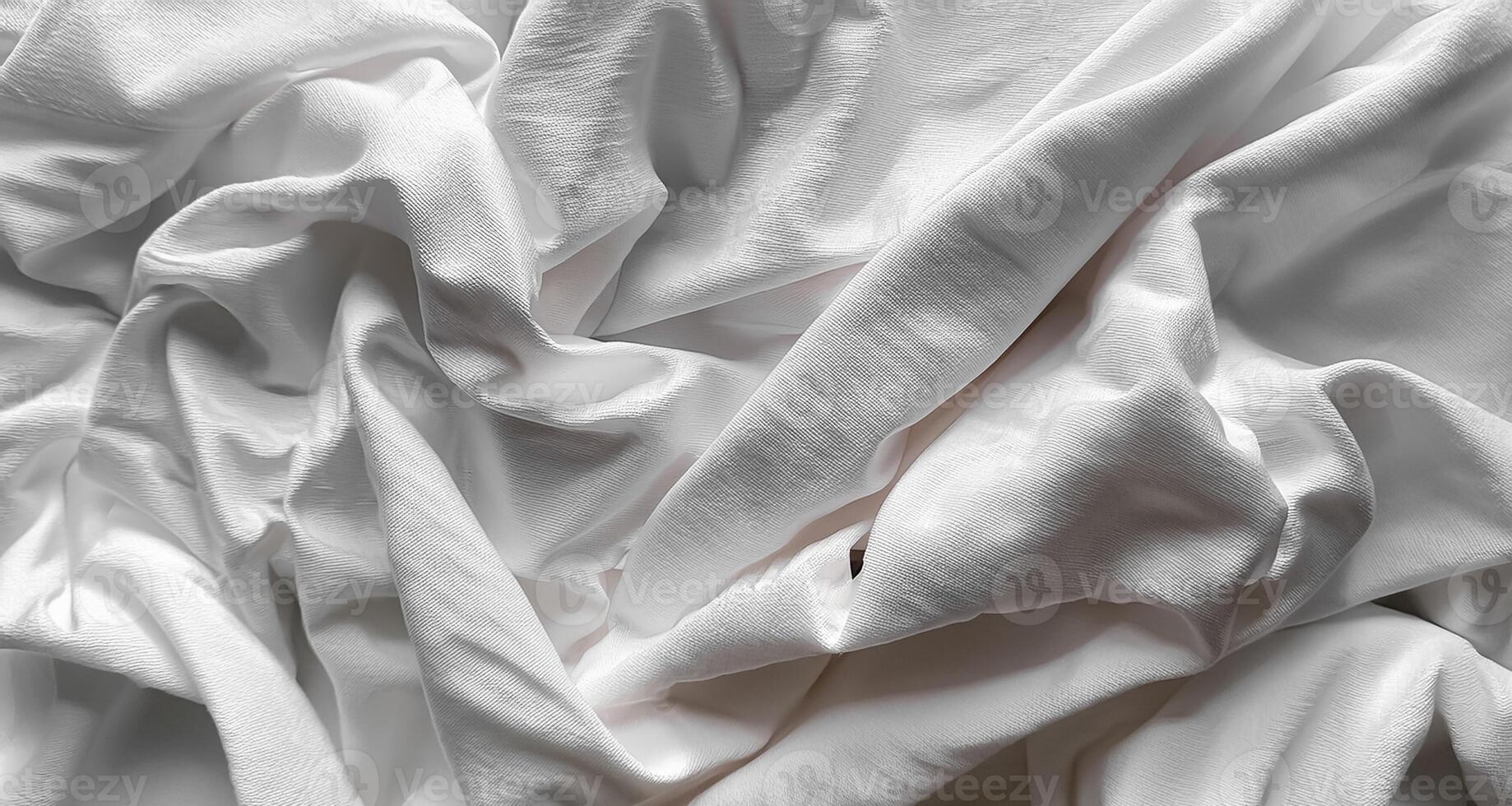 Background concept. Soft bed sheets that are still wrinkled after being used. The white bed sheets were crumpled and shabby. Pattern texture background. photo