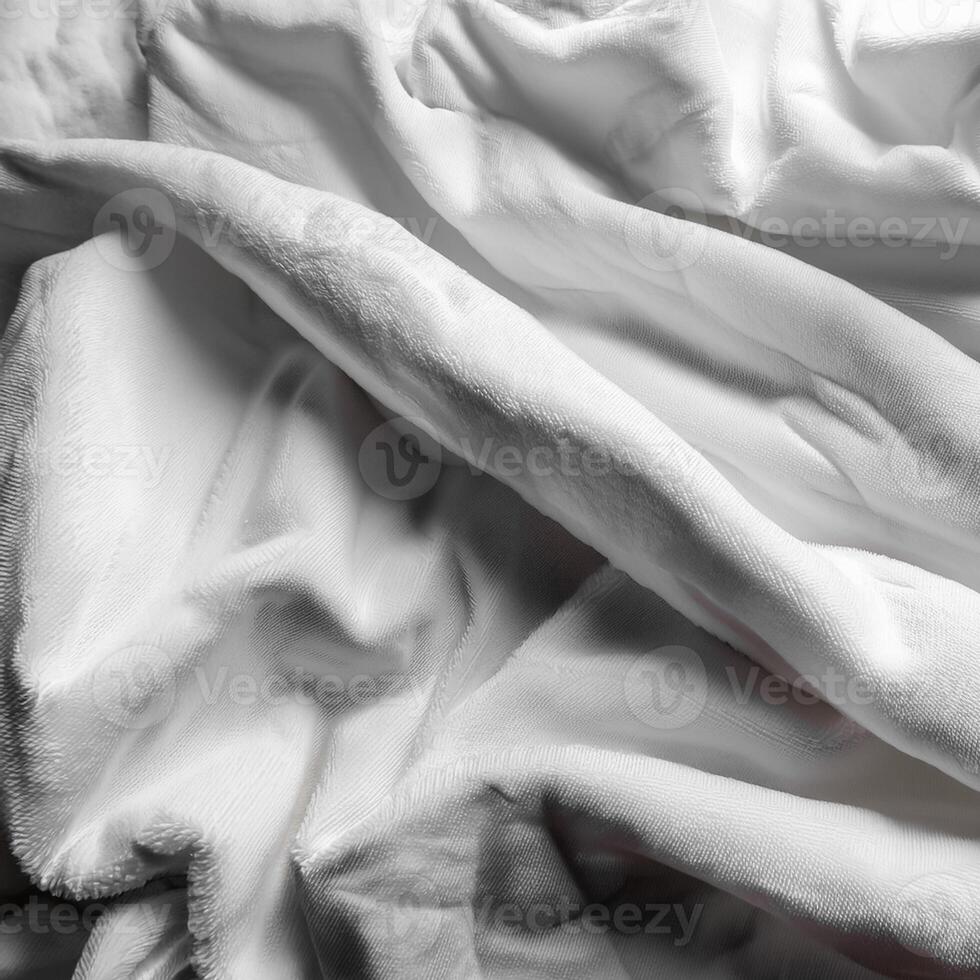 Background concept. Blankets that are still wrinkled have been used. The white blanket is crumpled and shabby. Pattern texture background photo