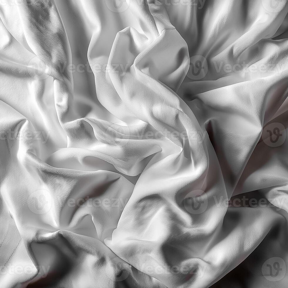 Background concept. Blankets that are still wrinkled have been used. The white blanket is crumpled and shabby. Pattern texture background photo