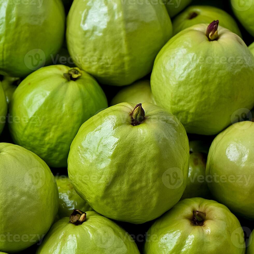 close up a pile of close-up guava fruit fresh, organic. photo