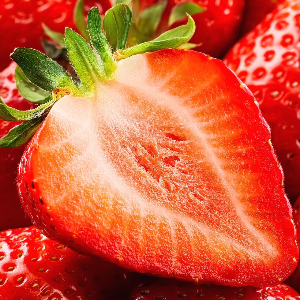 Fresh a pile sweet Strawberry slice and whole pattern texture background. photo