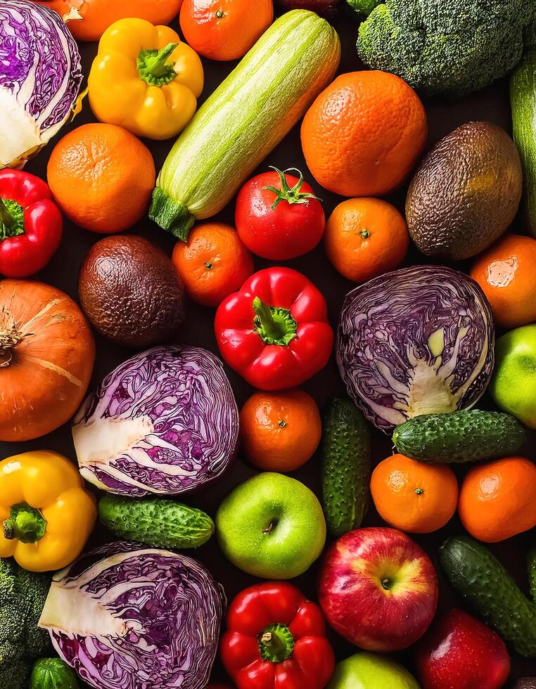 High quality photo fresh fruits and vegetables. Pattern texture background.