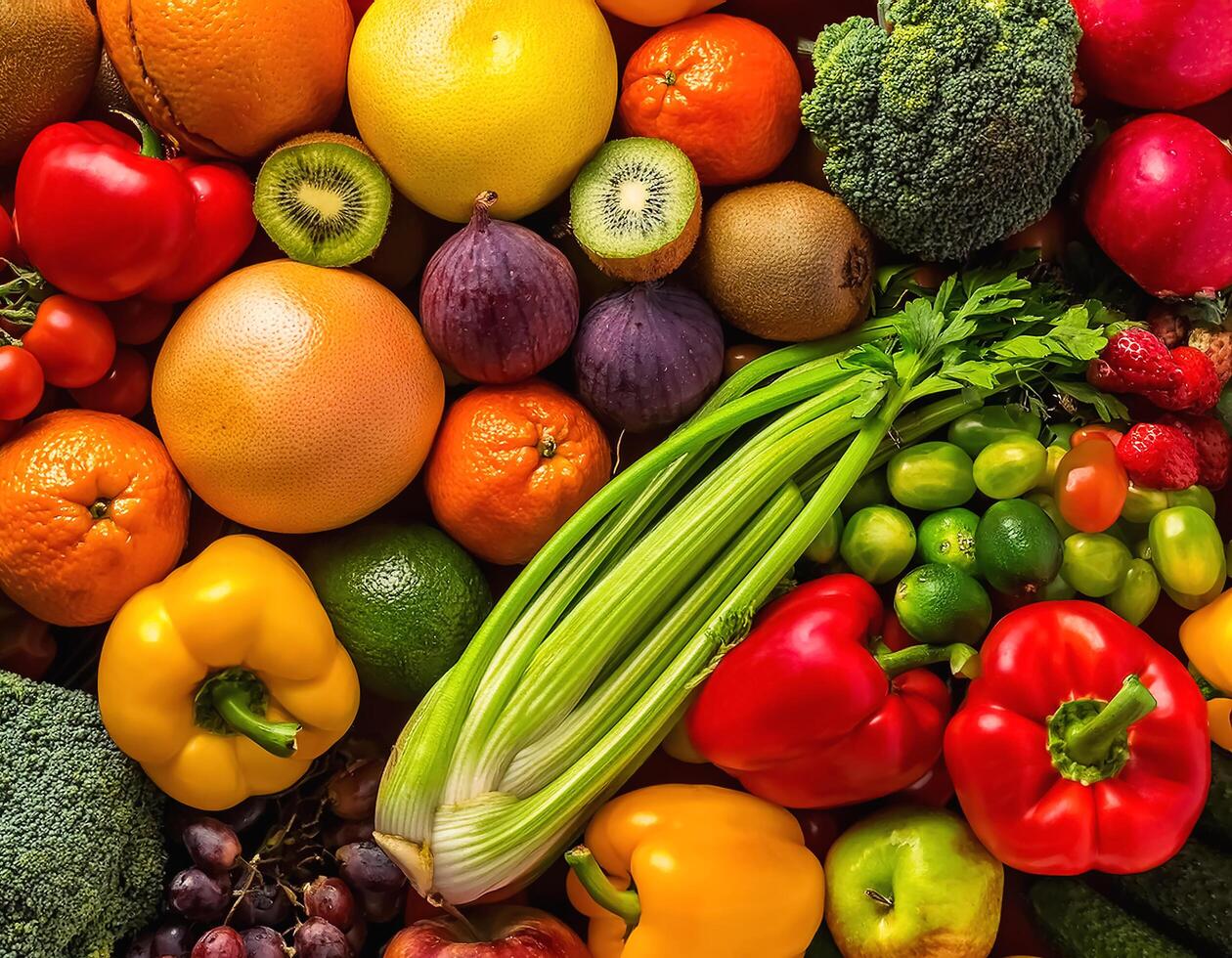High quality photo fresh fruits and vegetables. Pattern texture background.