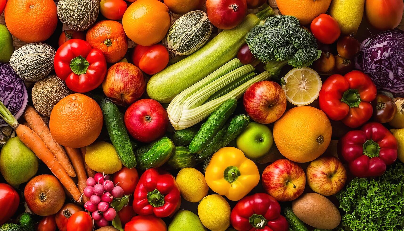 High quality photo fresh fruits and vegetables. Pattern texture background.