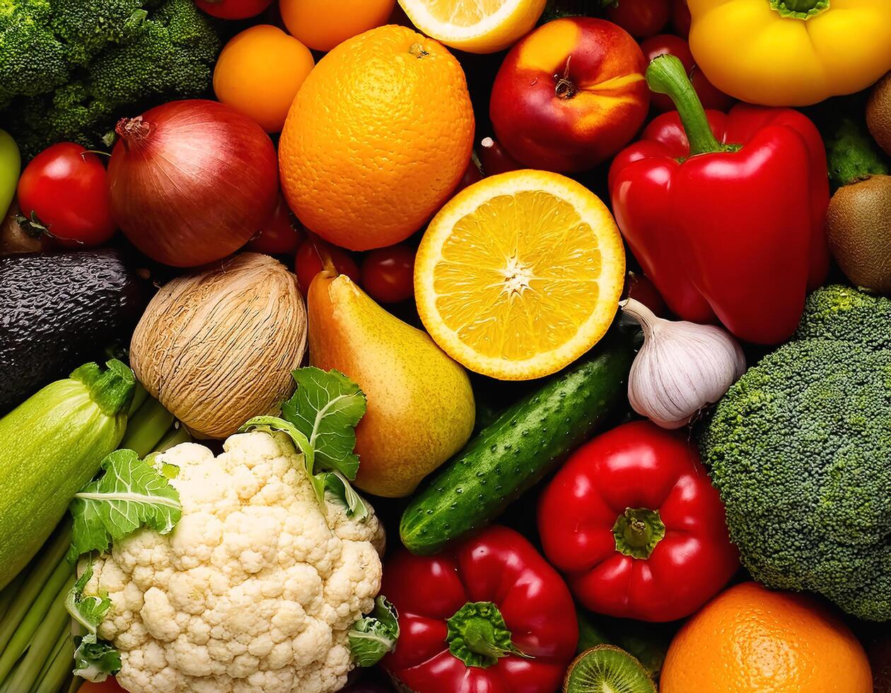High quality photo fresh fruits and vegetables. Pattern texture background.