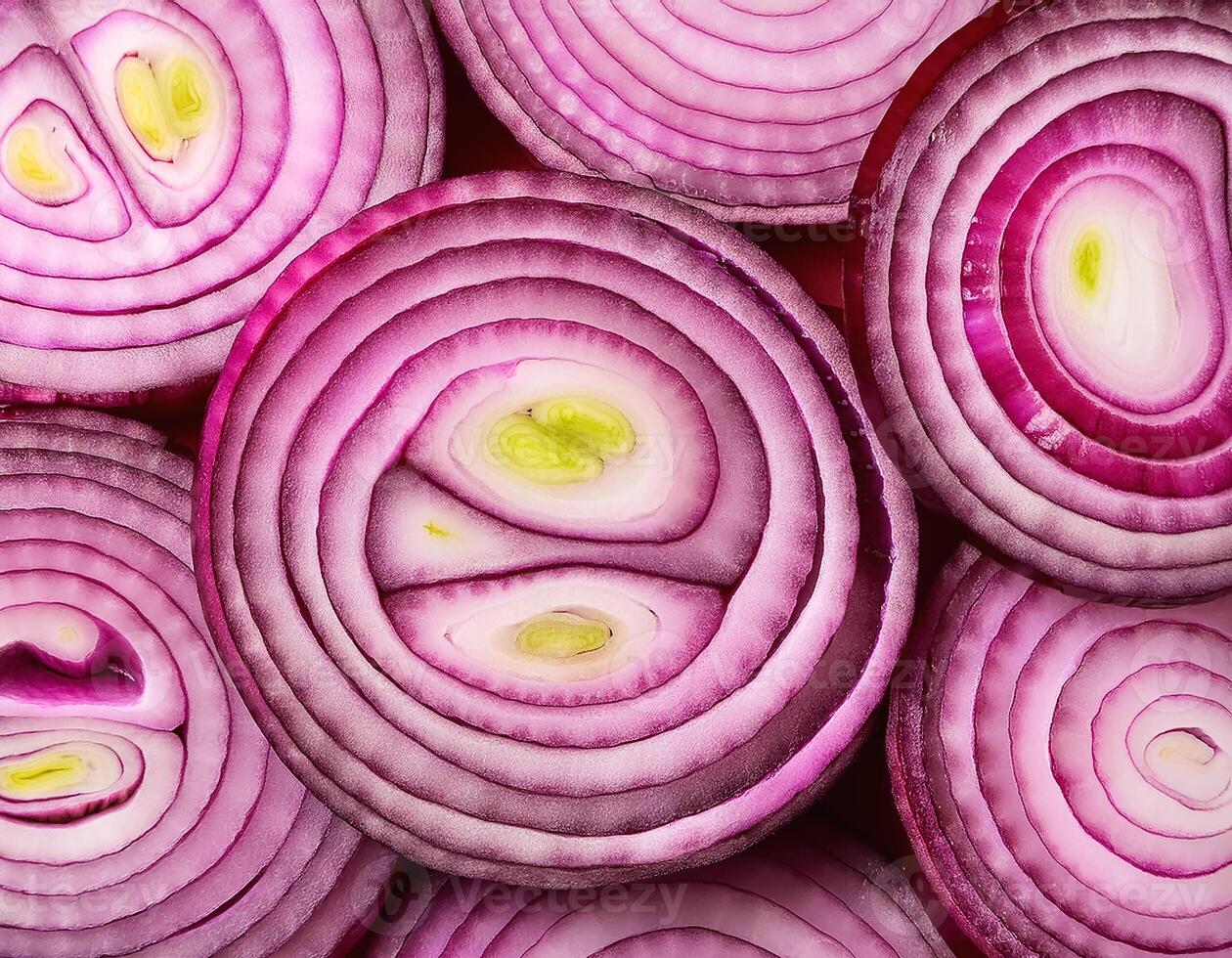 red onion slices. pattern texture background. photo