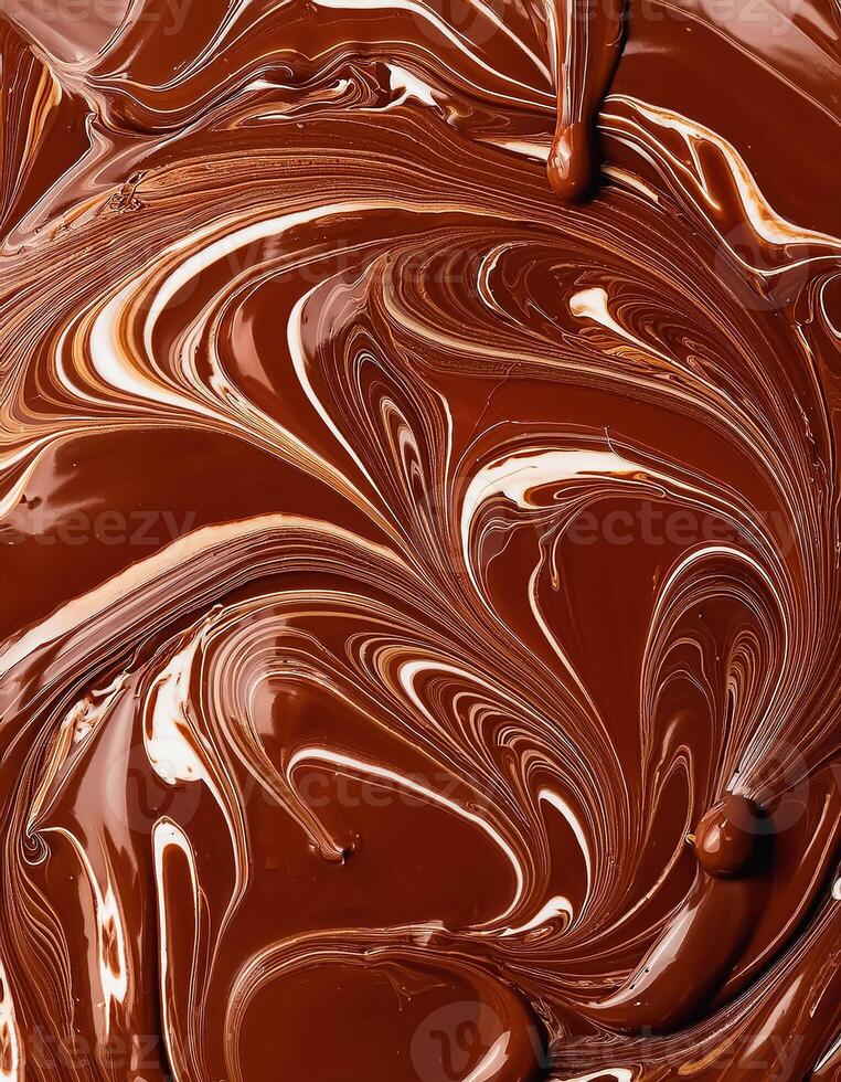 Processed collage of melted liquid chocolate texture. photo