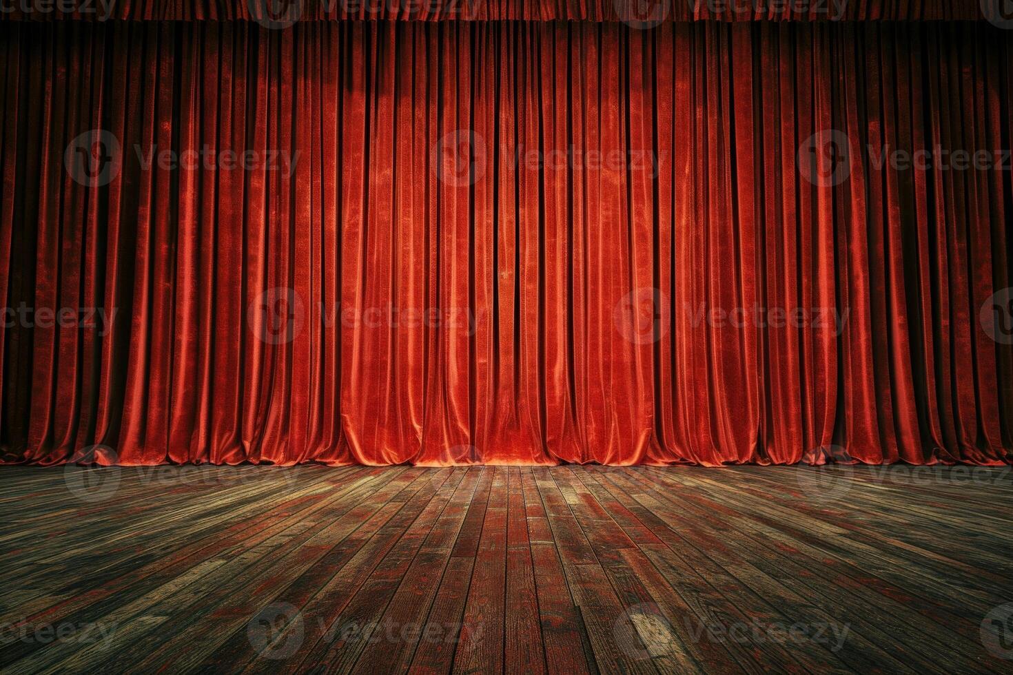 Empty Stage With Red Curtain photo