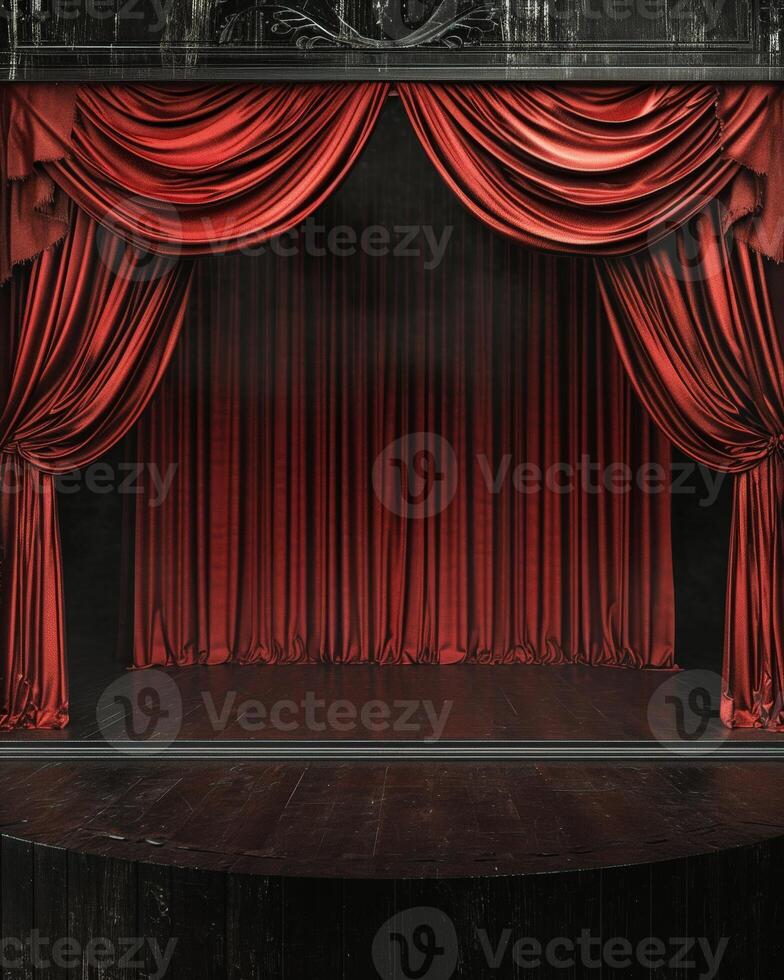 Empty Stage With Red Curtain photo