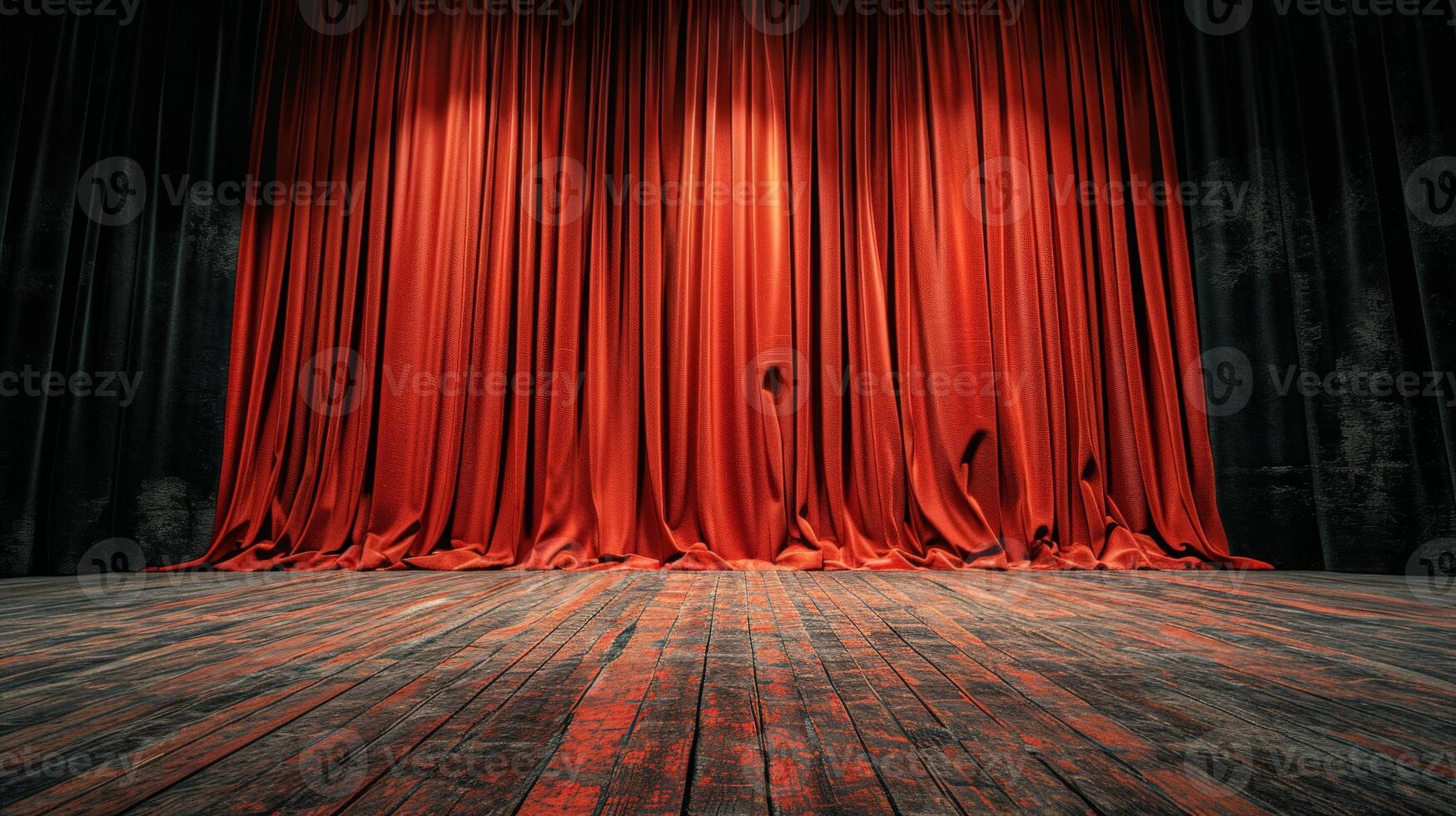 Empty Stage With Red Curtain photo