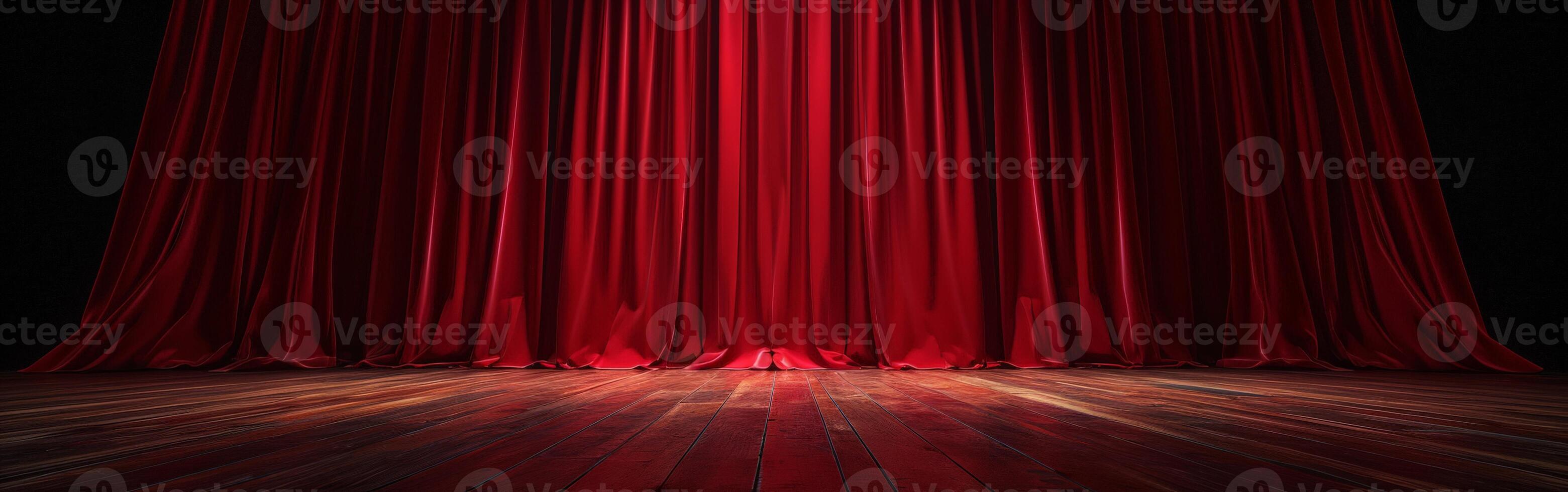 Open Red Curtain on Stage photo