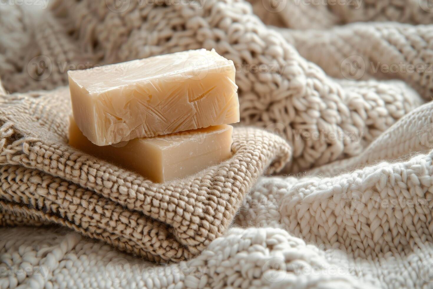 Soap Bar Resting on a Blanket photo