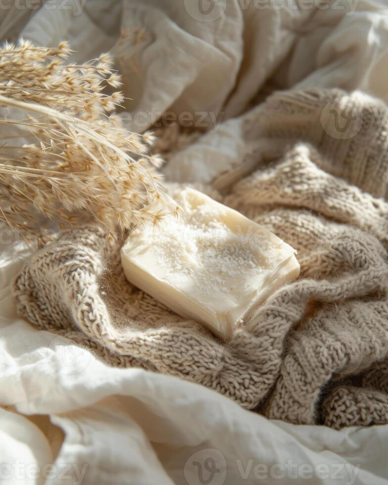 Close-up of Blanket With Soap photo