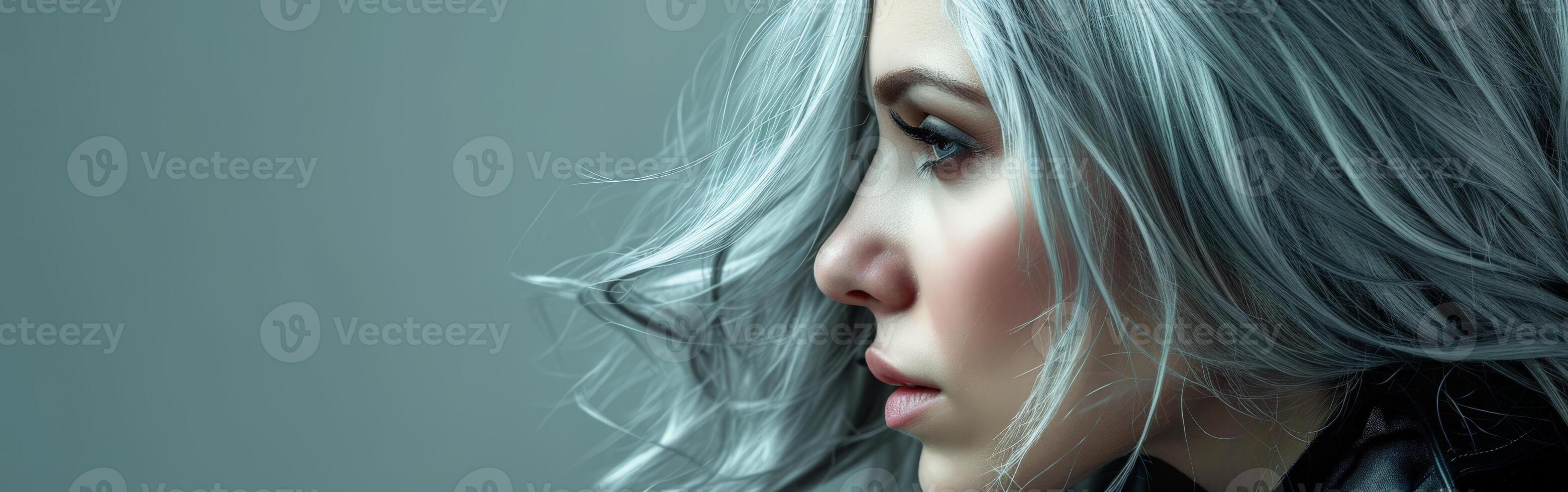 Grey-Haired Woman in Black Jacket photo