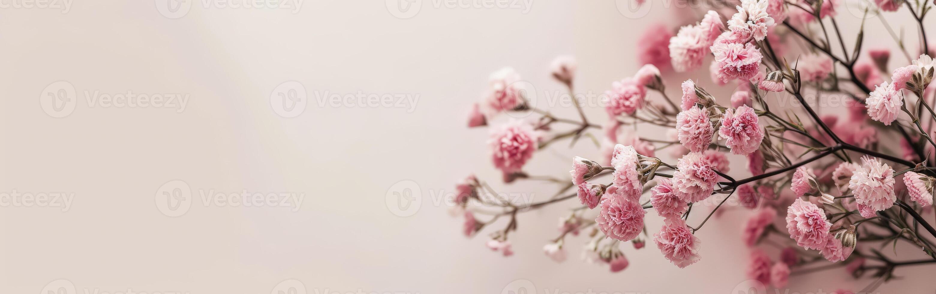 Hanging Pink Flowers Adorn Wall photo