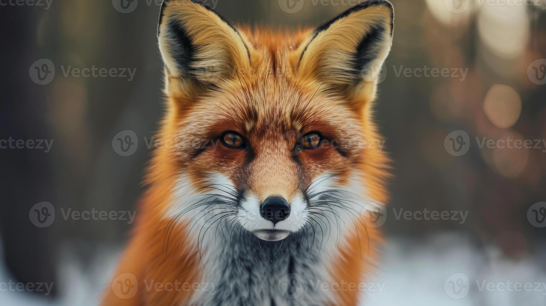 Close Up of Red Fox in Snow photo