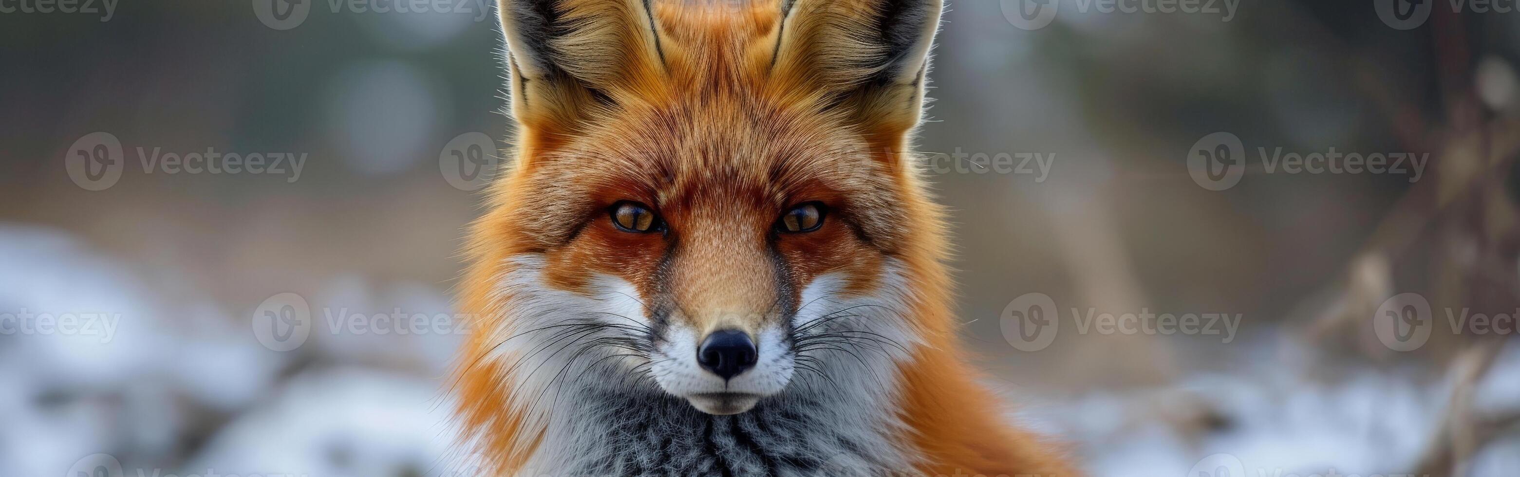 Close Up of Red Fox in Snow photo