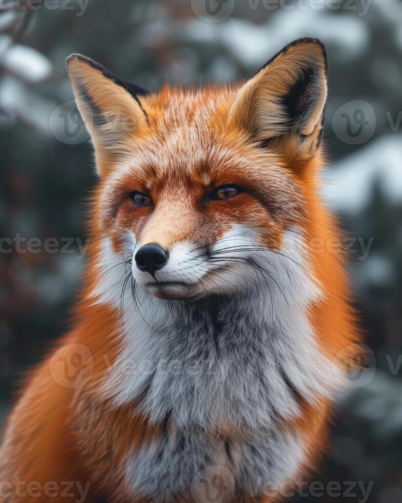 Red Fox Close-Up in Snow photo
