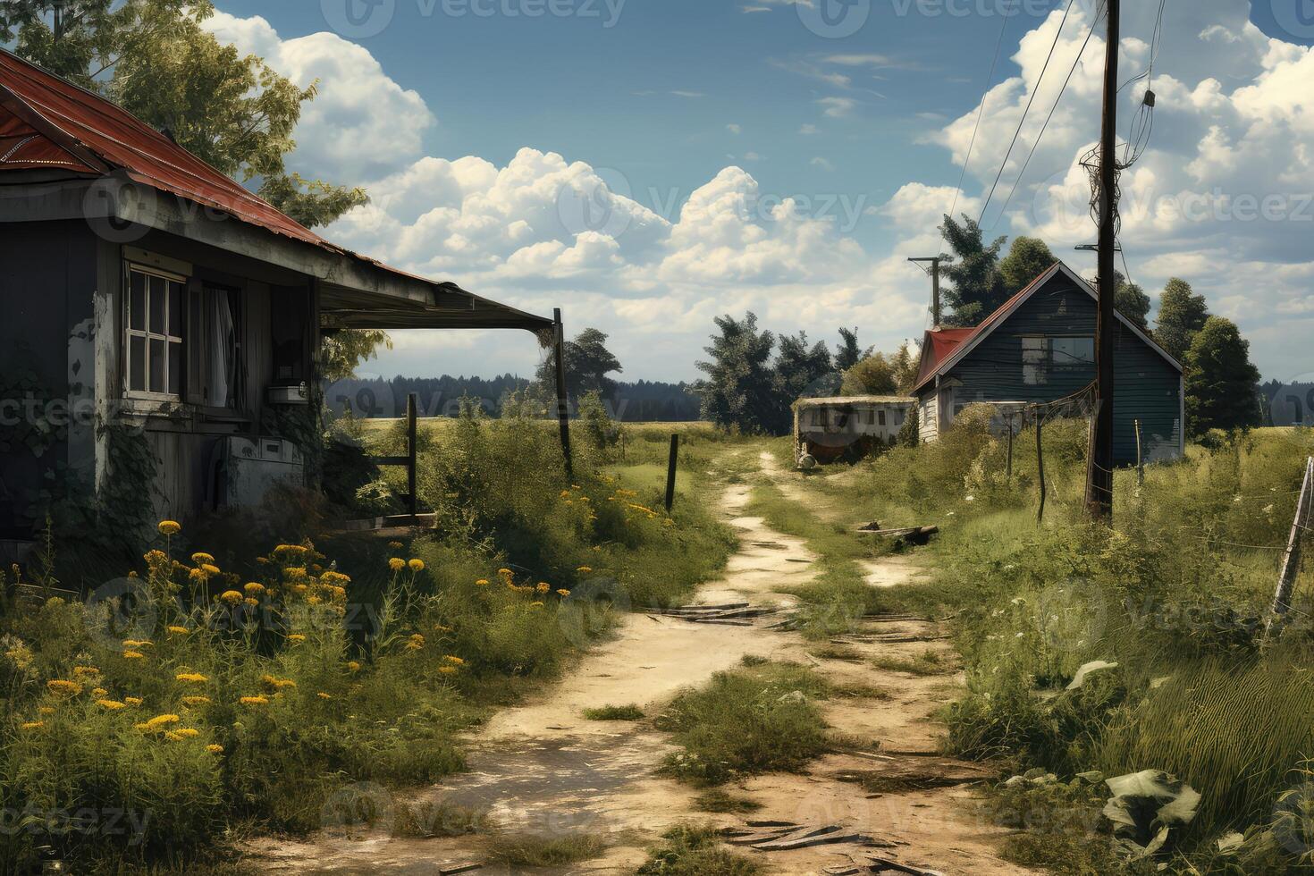 Dirt Road Next to Building photo