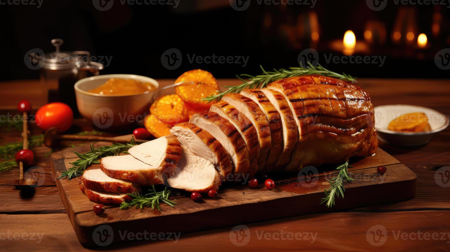 Sliced Turkey on Cutting Board photo