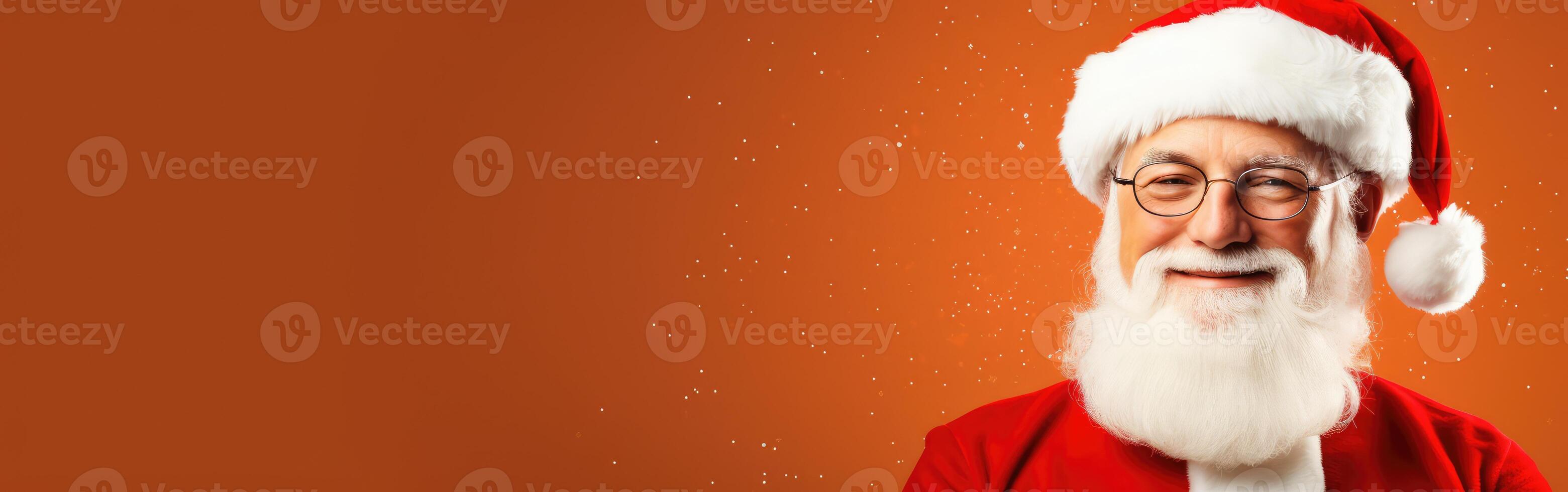Man Wearing Santa Hat and Glasses photo