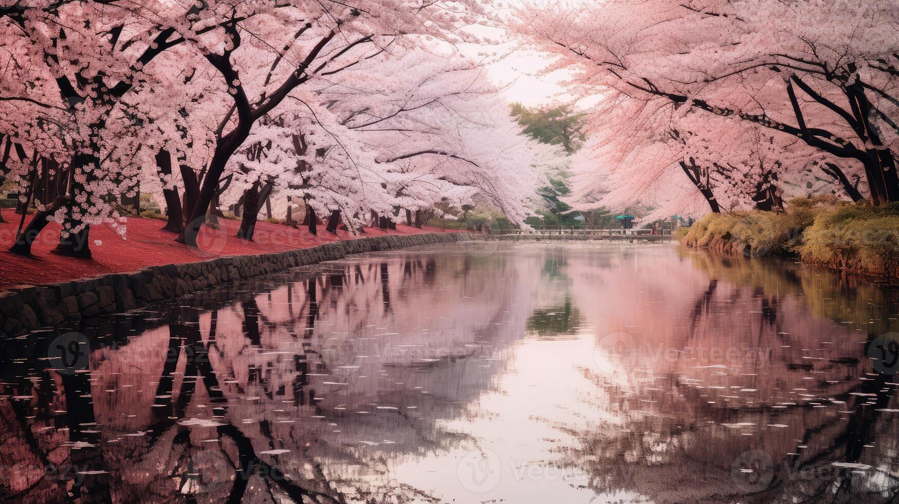 Lush Forest Lake With Surrounding Trees photo