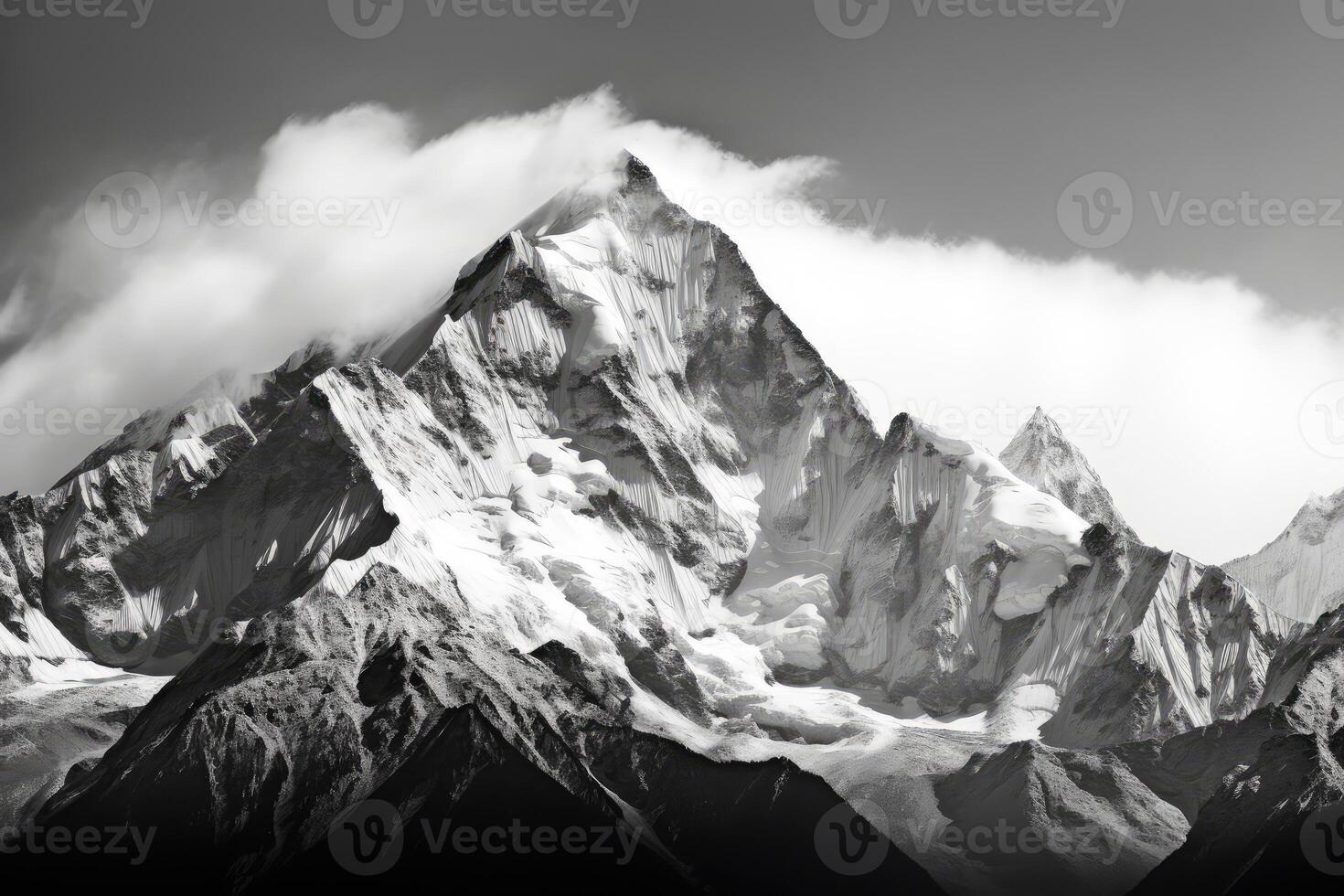 Majestic Mountain Range in Monochrome photo