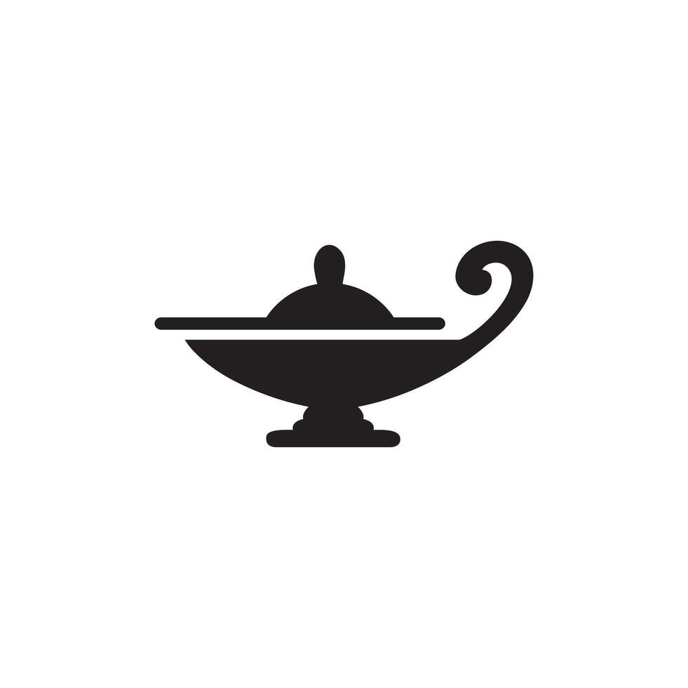a black and white illustration of a magic lamp vector