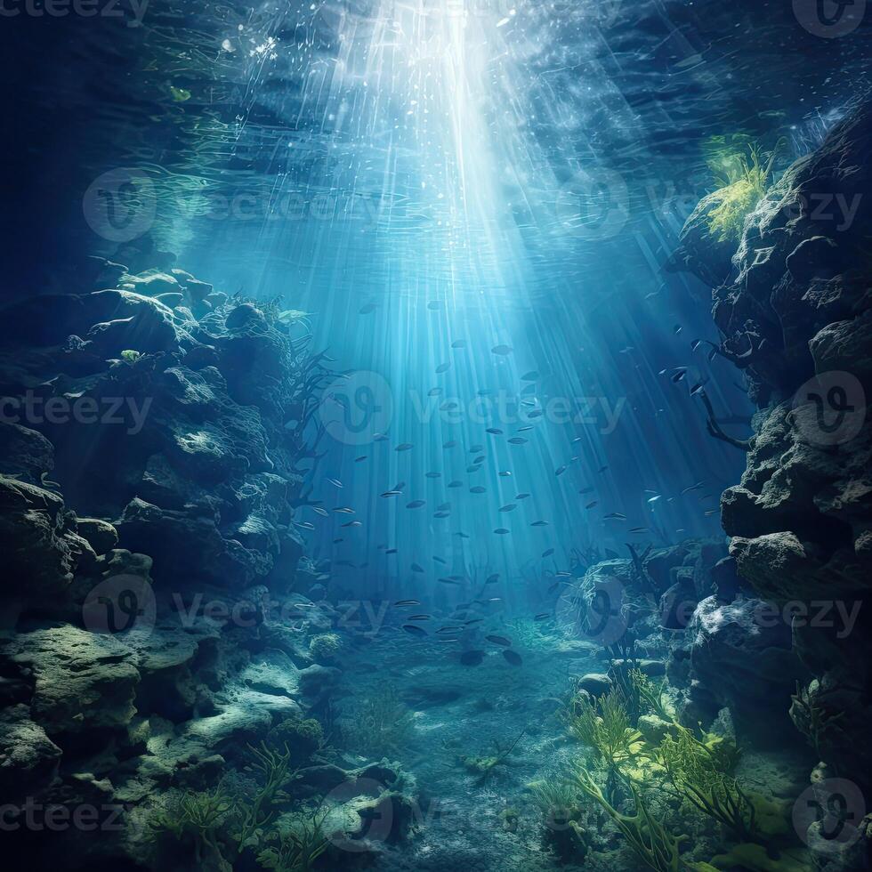 Sunlit Coral Reef Underwater photo