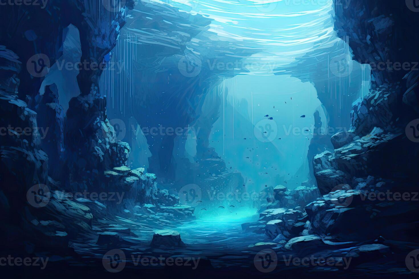 Submerged Cave With Rocks and Water photo