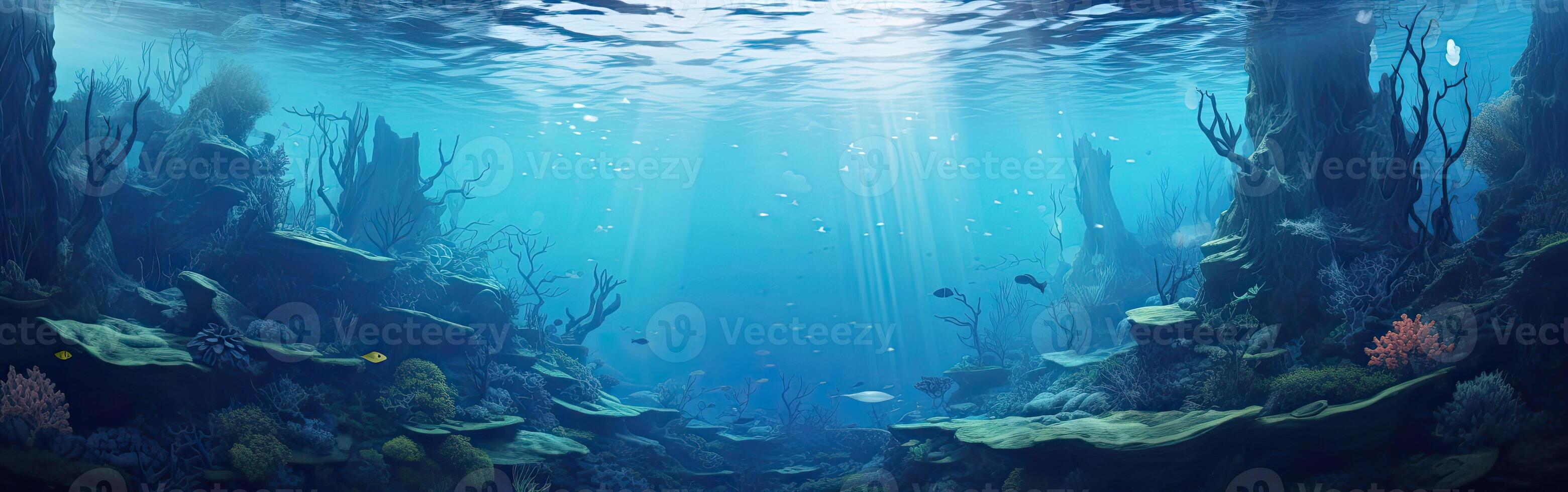 Sunlit Underwater Coral Reef photo