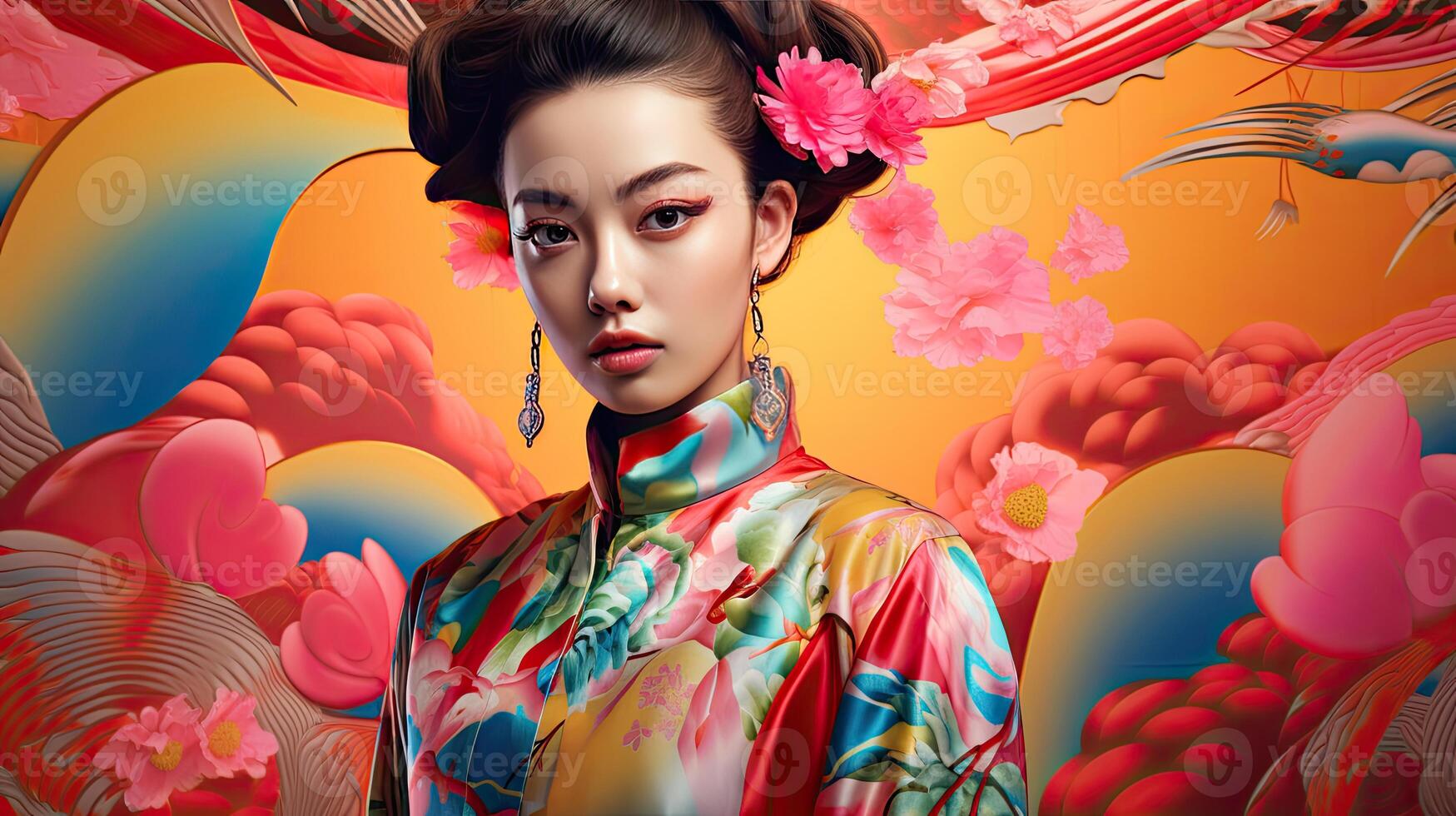 Woman With Flower in Hair photo