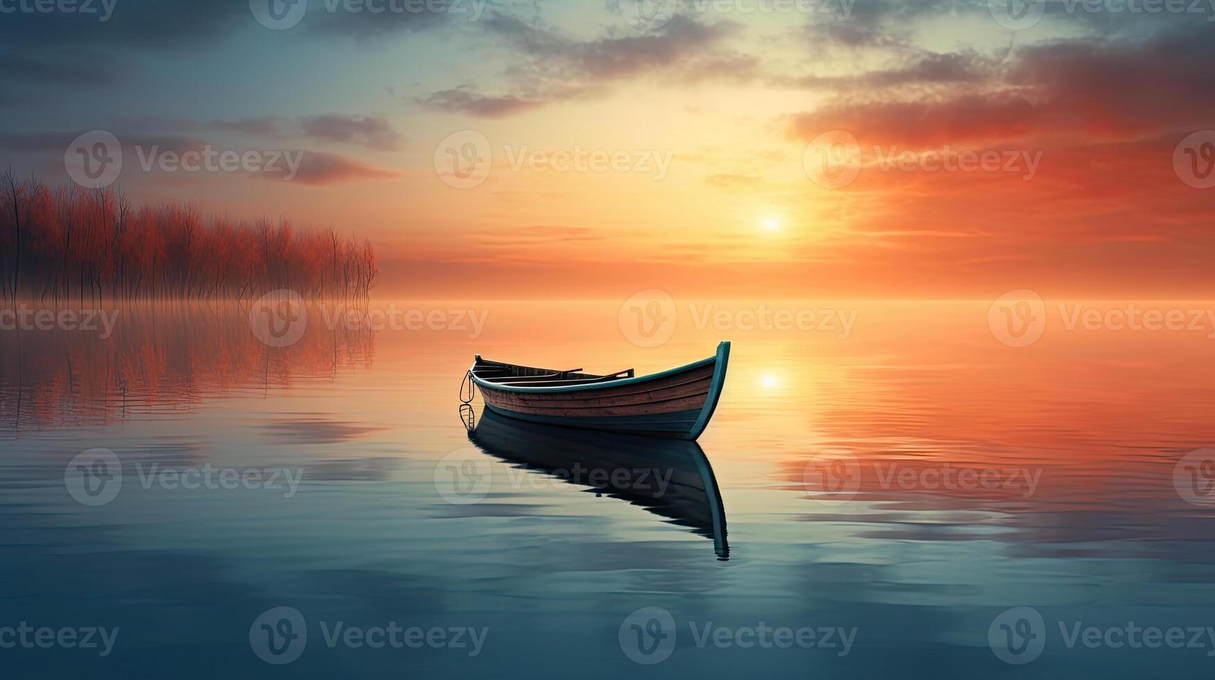 Boat Floating on Lake Under Cloudy Sky photo