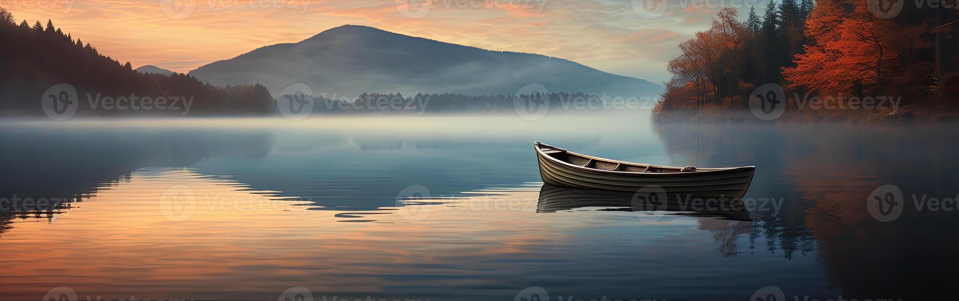 Boat Floating on Lake Under Cloudy Sky photo